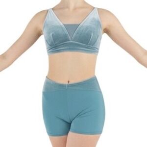 Velvet Forest Viridian Bra Top and forest grove briefs Teal Blue dance Set AXL